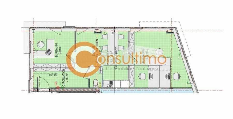Bureau à louer 157 m² - Talence